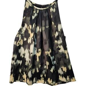 Banana Republic Black Green Watercolor Cami Small Forest Career Chic Feminine